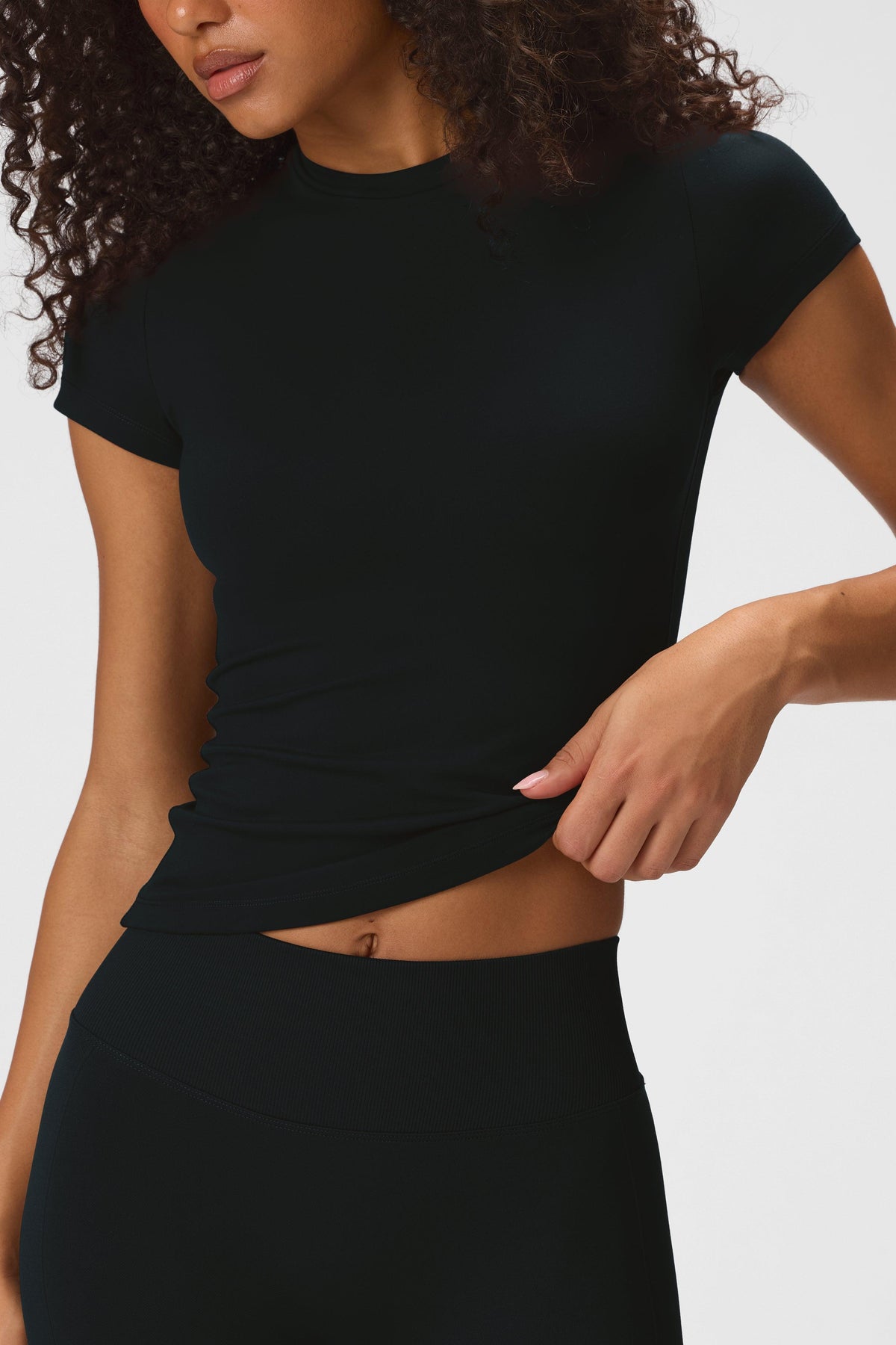 Soft Active Short Sleeve Top in Black