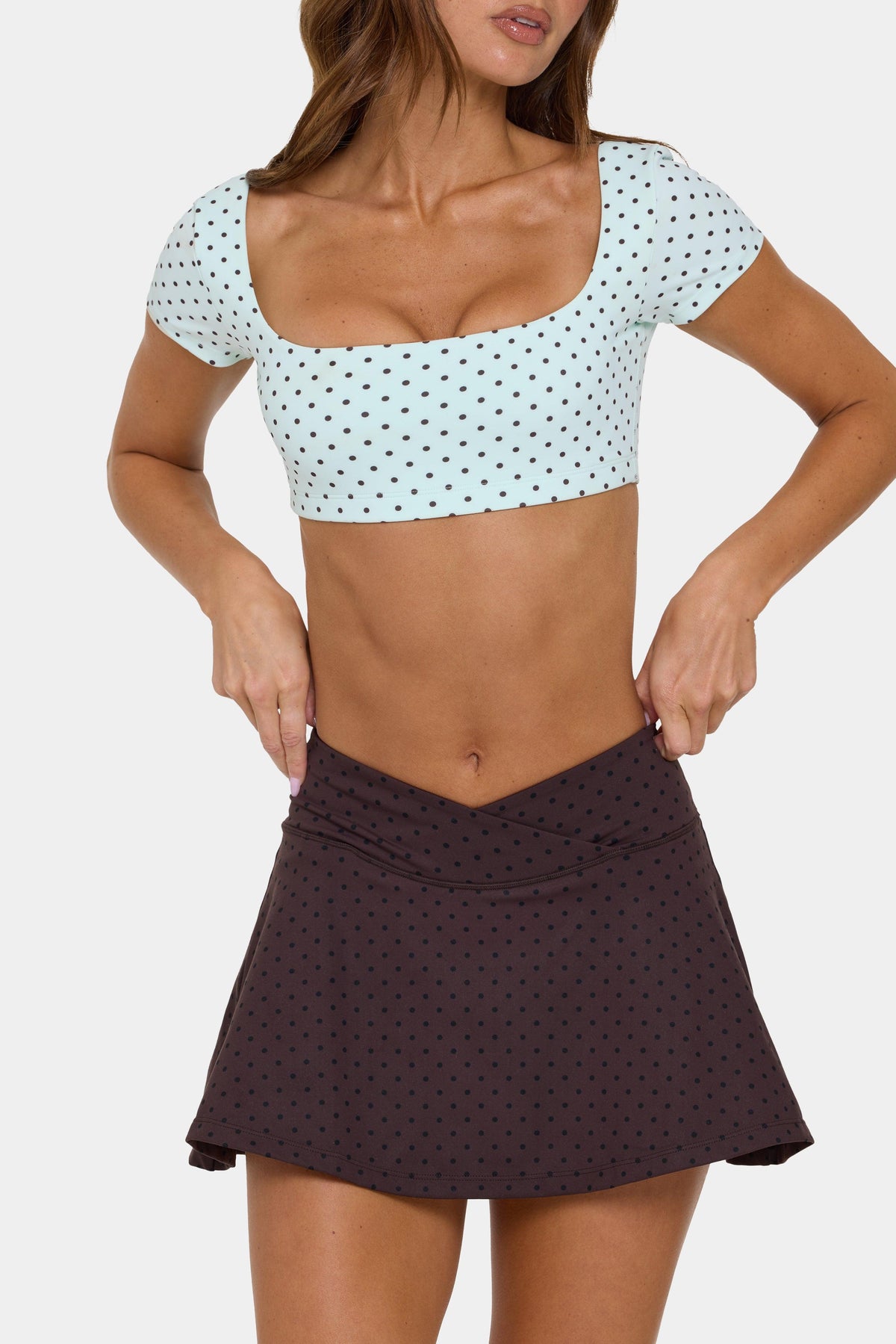Soft Active Cap Sleeve Crop Top In Mint Chip