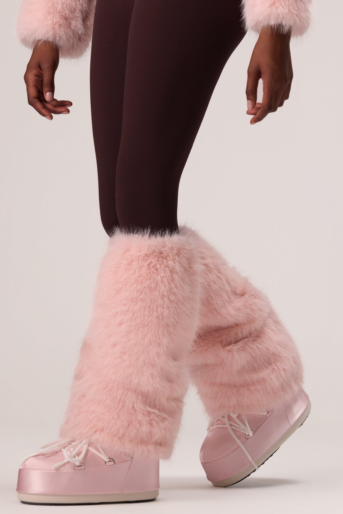 Faux Fur Boot Covers In Powder Pink