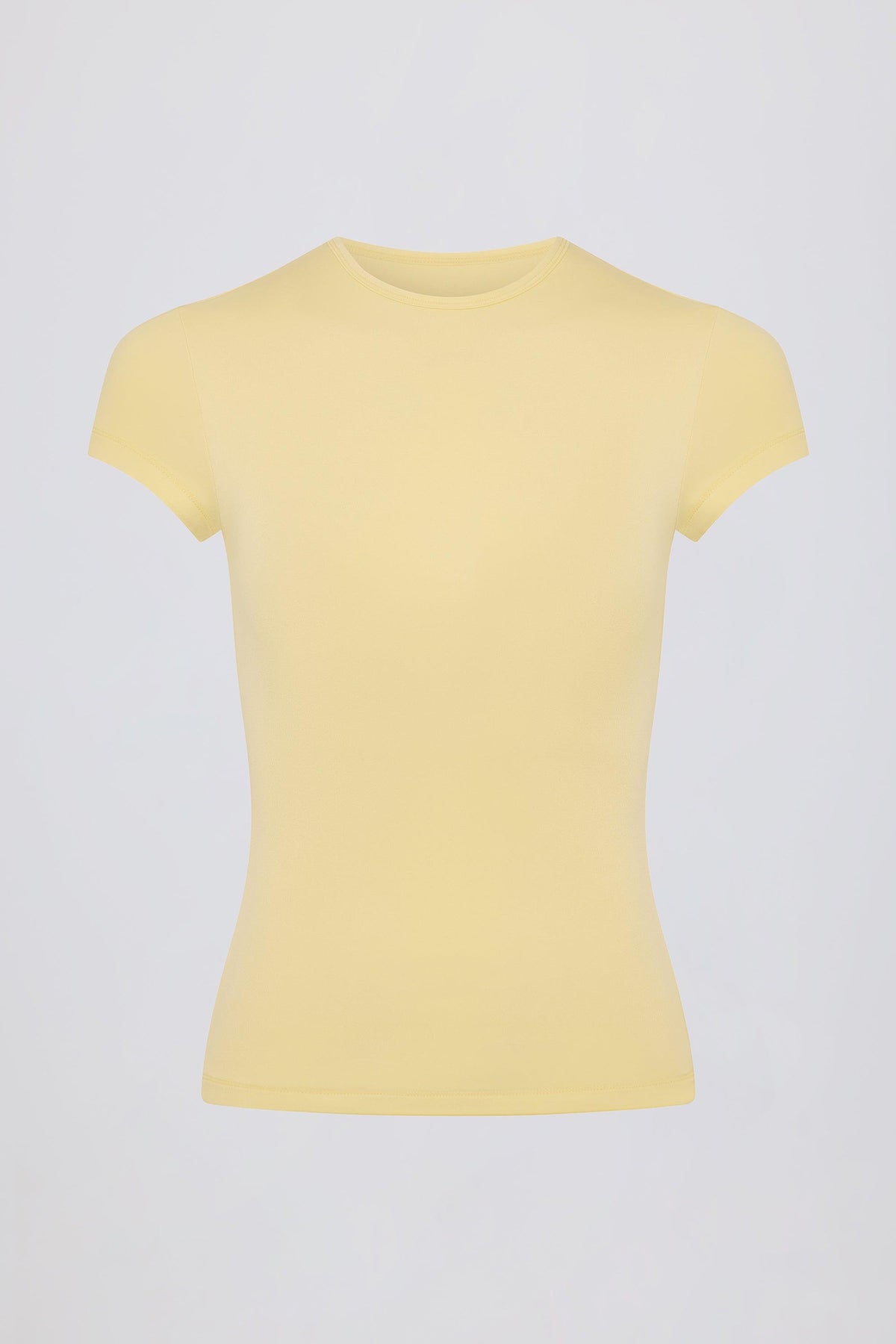 レモン色のカットアウト・ロングラインtシャツ