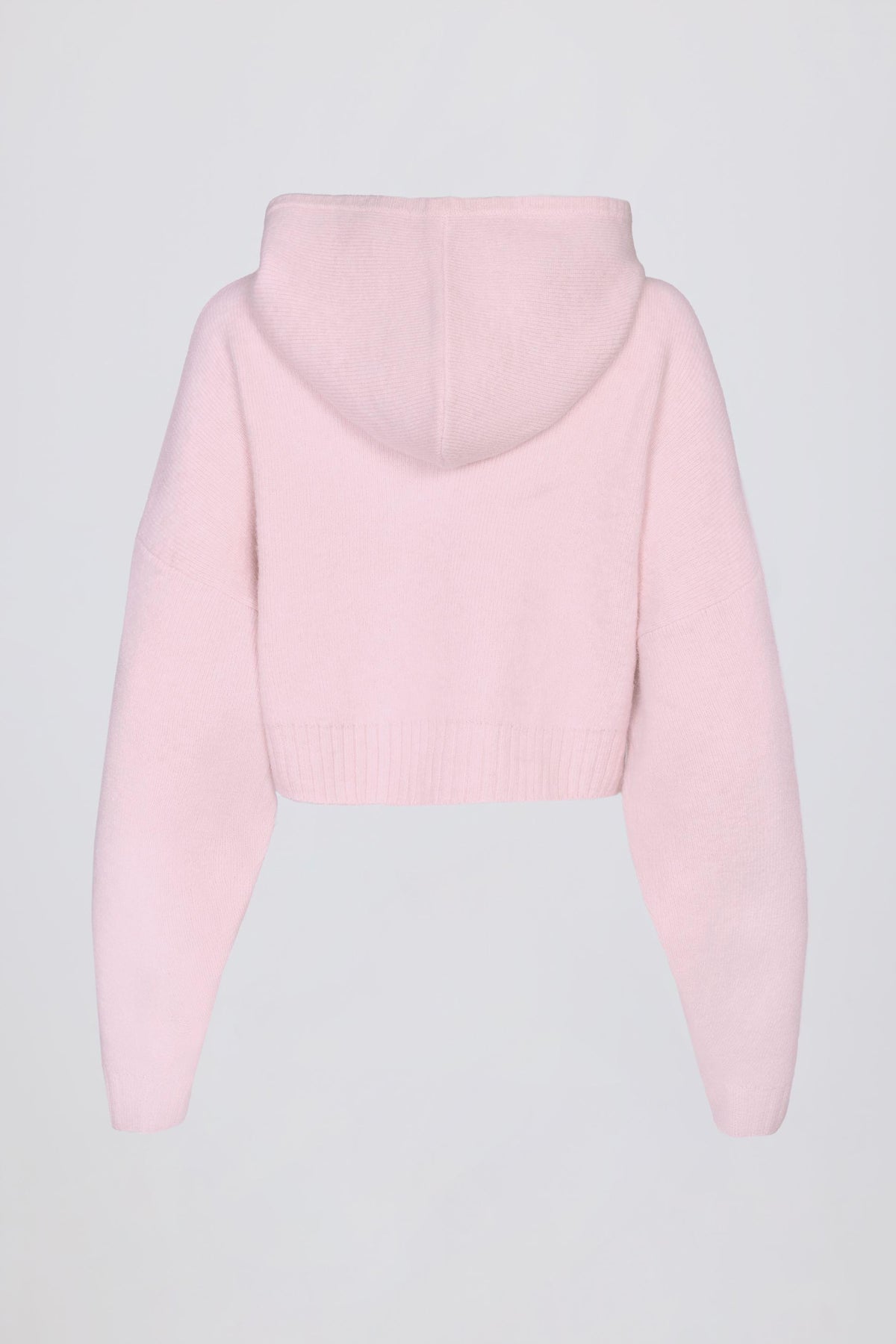 Soft Knit Zip-up Cropped Hoodie In Soft Pink