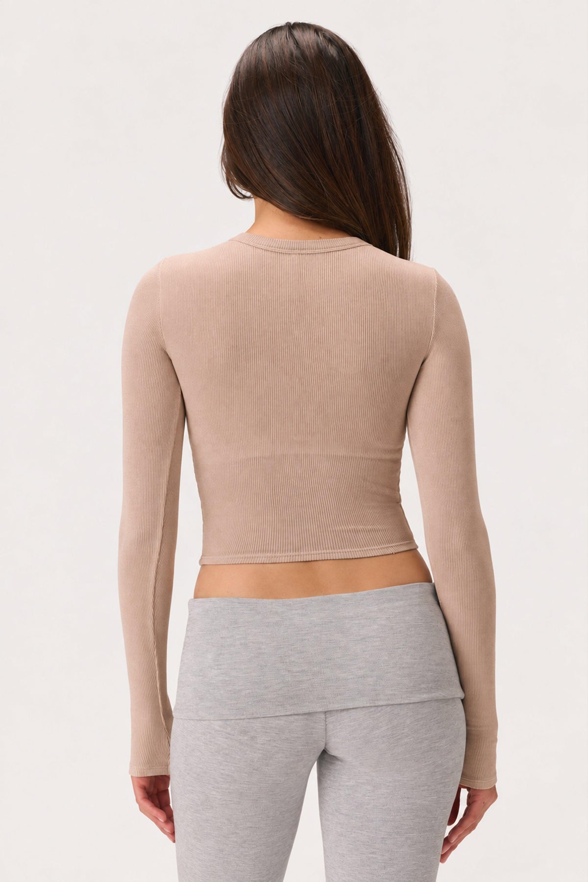 Buttercloud™ Long-sleeve Crop Top In Oatmeal