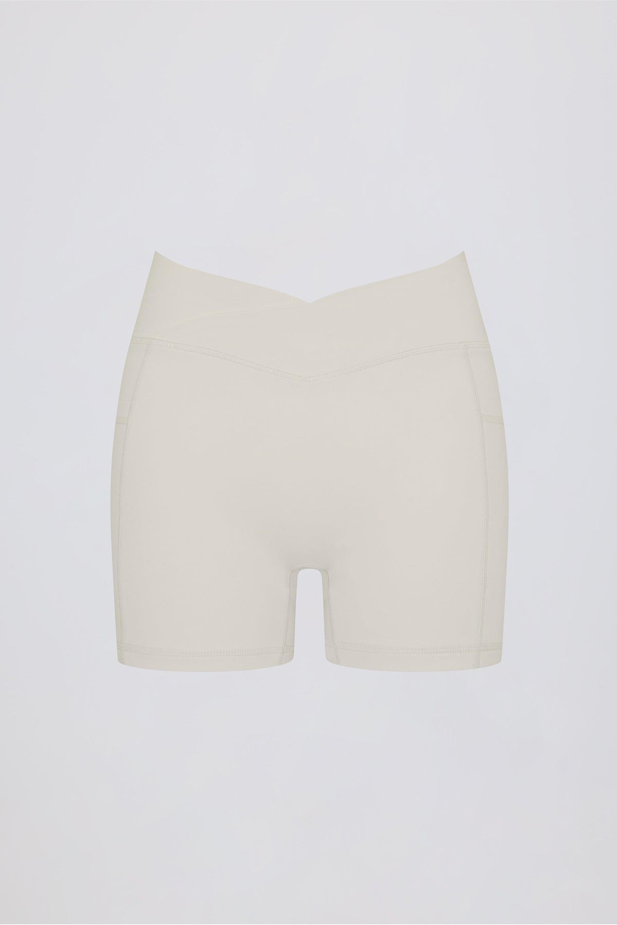 Soft Active Pocket V-waist Mini Shorts In Oat