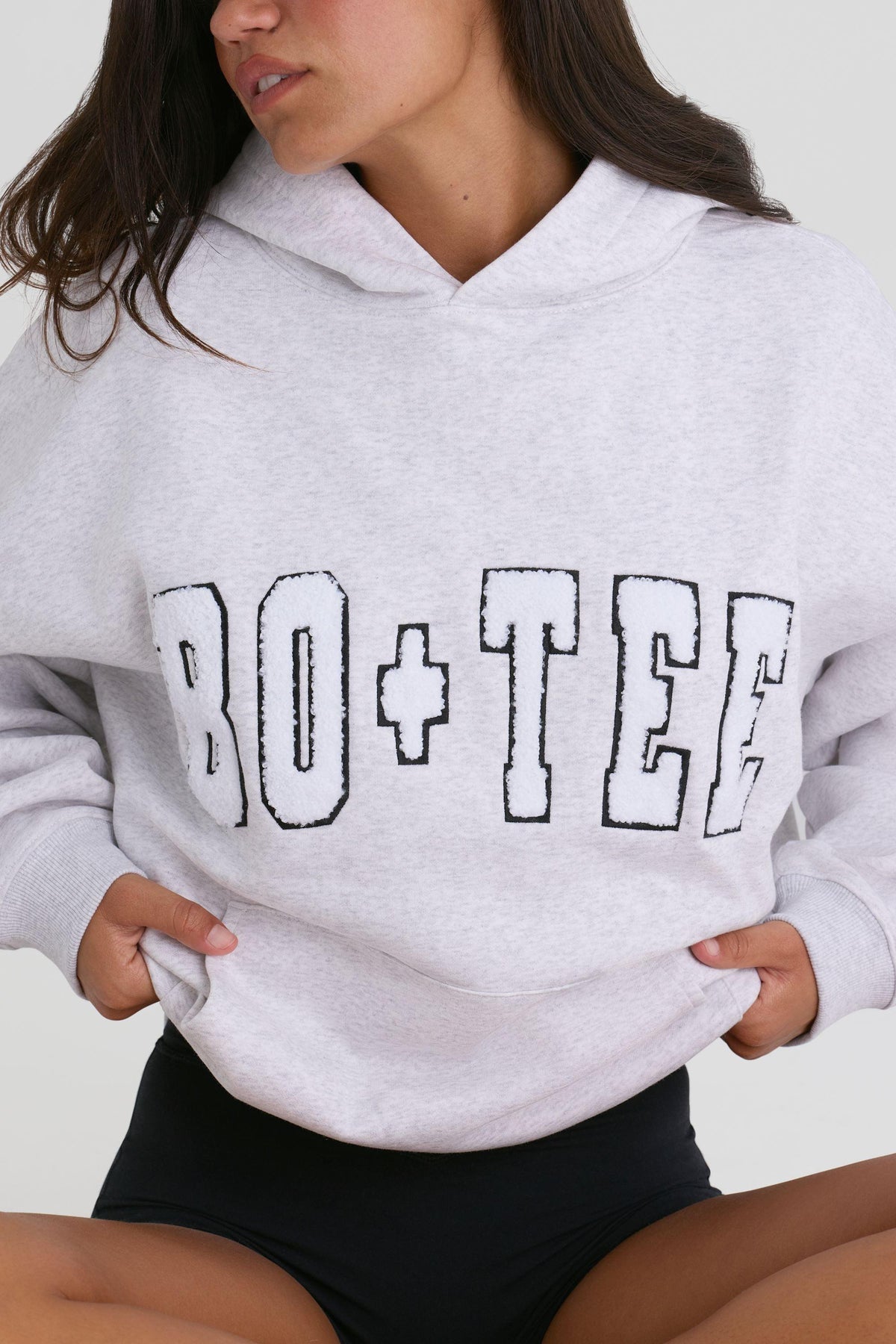 Soft Cotton Jersey Oversized Hoodie In Heather Grey